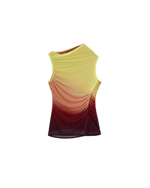 Desigual Red Draped Asymmetrical Top