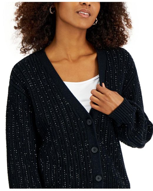INC International Concepts Cotton Rhinestone Cardigan, Created For Macy