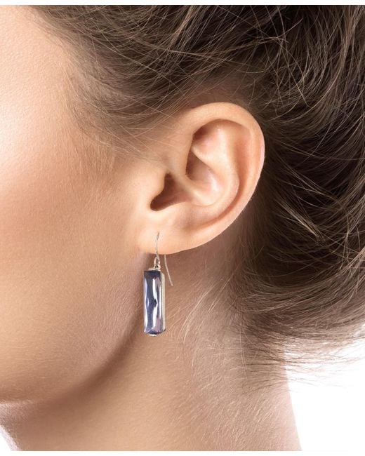 Macy's White Rectangular Crystal Drop Earrings