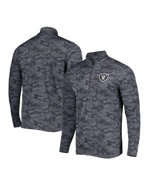 Antigua Black Las Vegas Raiders Brigade Quarter-zip Sweatshirt in Gray for Men | Lyst
