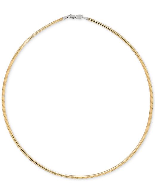 Macy's White 14k Gold Over Sterling Silver And Sterling Silver Necklace, Reversable Omega