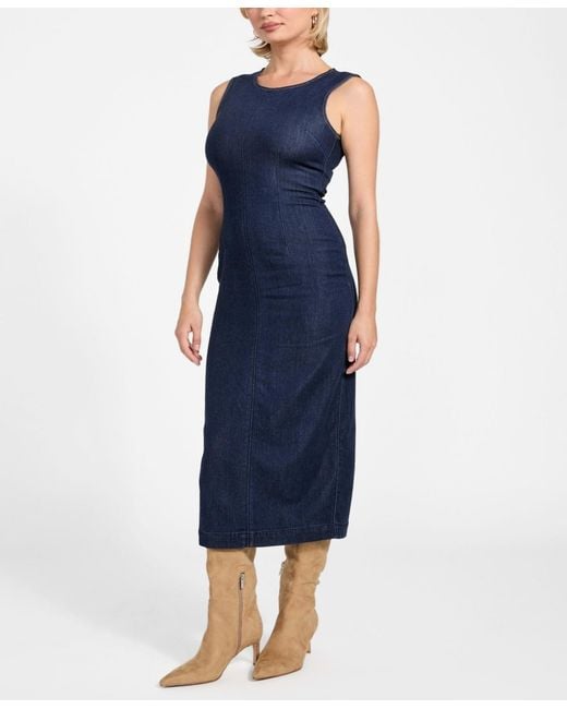 Guess Blue Sleeveless Dahlia Denim Midi Dress
