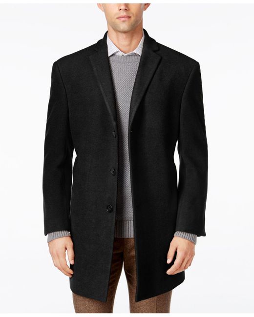 Calvin Klein Wool Men's Prosper Extraslim Fit Overcoat in Black for