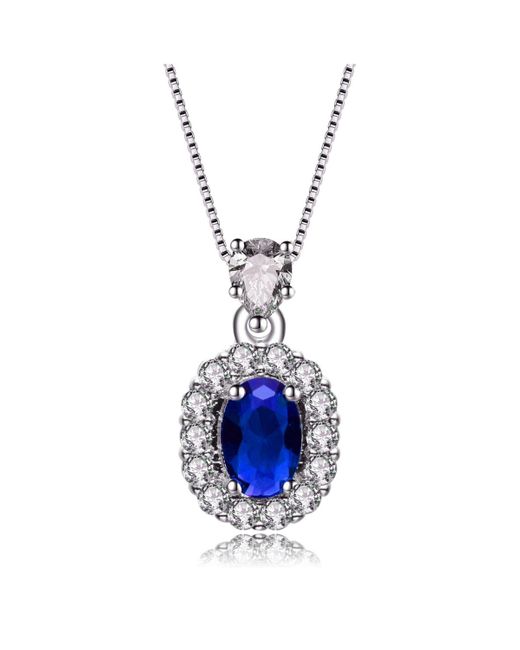 Genevive Jewelry Blue Sterling Silver White Gold Plated