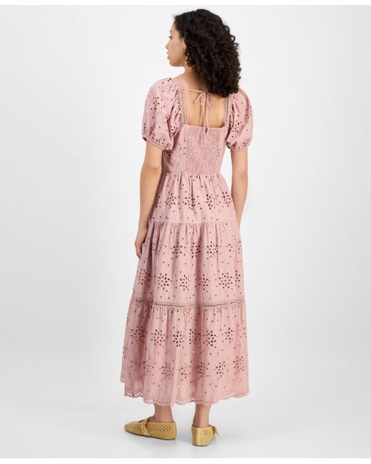 And Now This Pink Eyelet Cotton Maxi Dress