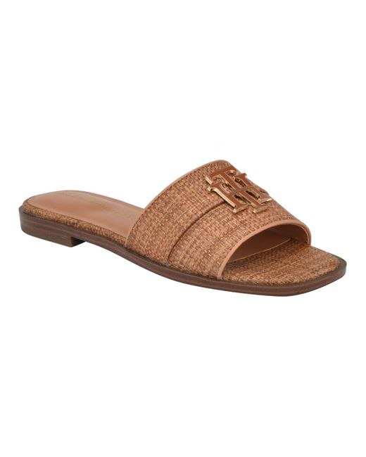 Tommy Hilfiger Brown Tanyha Casual Flat Sandals