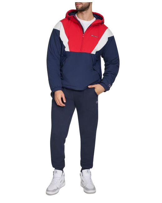 Champion Retro Taslon Color Block Performance Hooded Jacket in Blue for Men Lyst