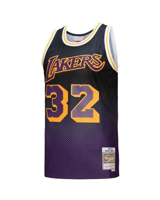 Men's Mitchell & Ness Magic Johnson Gold/Purple Los Angeles Lakers Hardwood Classics Tie-Dye Name Number Tank Top Size: Large