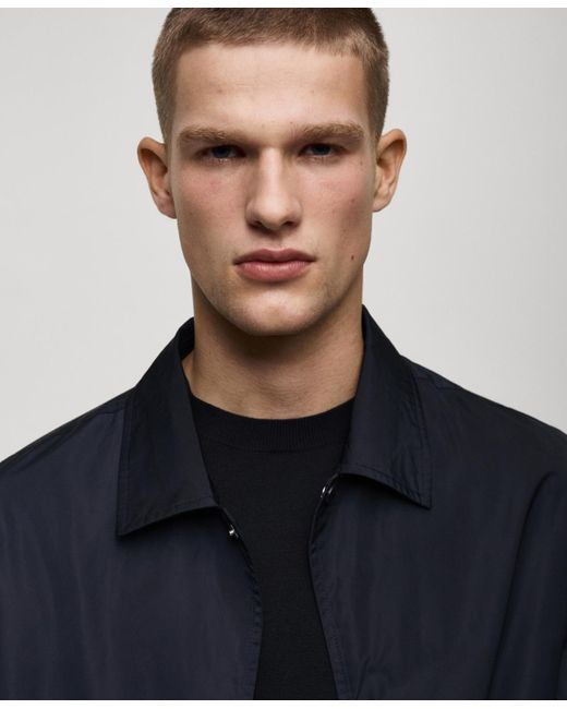 Mango Blue Regular-fit Technical Fabric Jacket for men