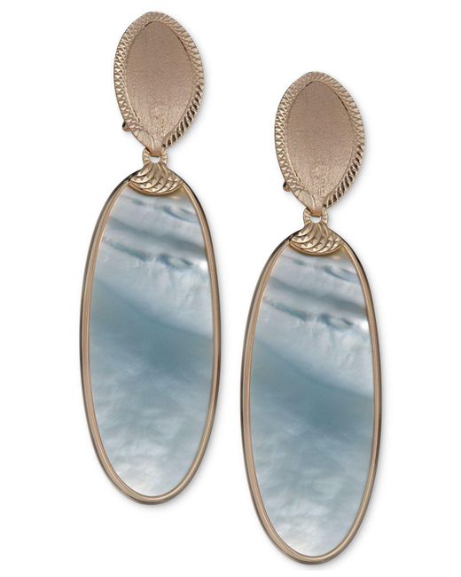 Macy's Metallic Mother-of-pearl Oval Drop Earrings In 14k Gold-plated Sterling Silver