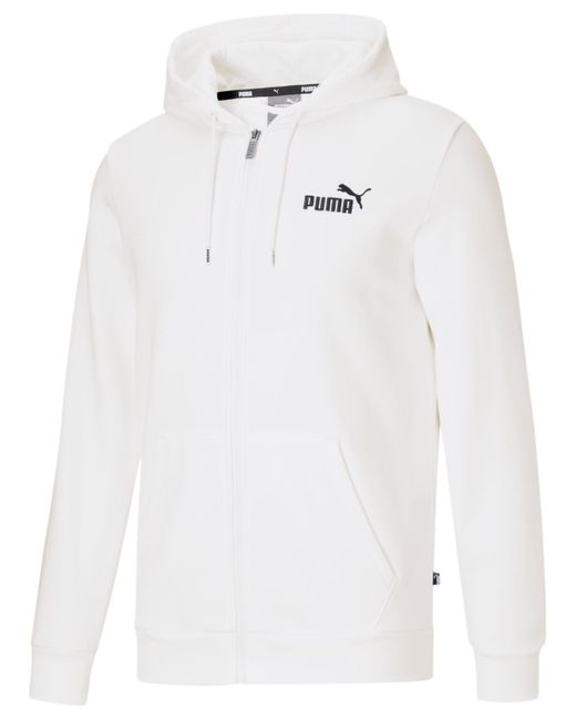 PUMA White Zip-front Long Sleeve Small Logo Hoodie for men