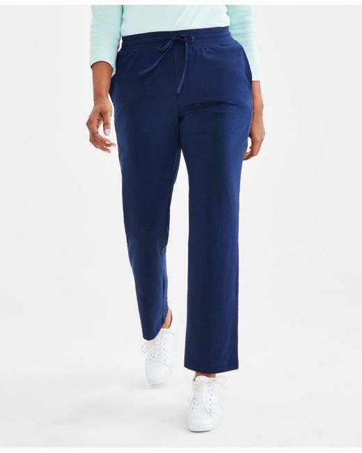 Style & Co. Blue Mid Rise Drawstring-waist Sweatpants