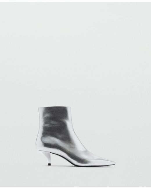 Mango White Metallic Effect Pointed Toe Boots