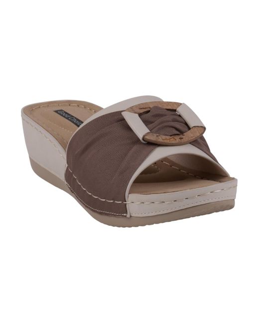 Gc Shoes Brown Ellen Comfort Slip On Wedge Sandals