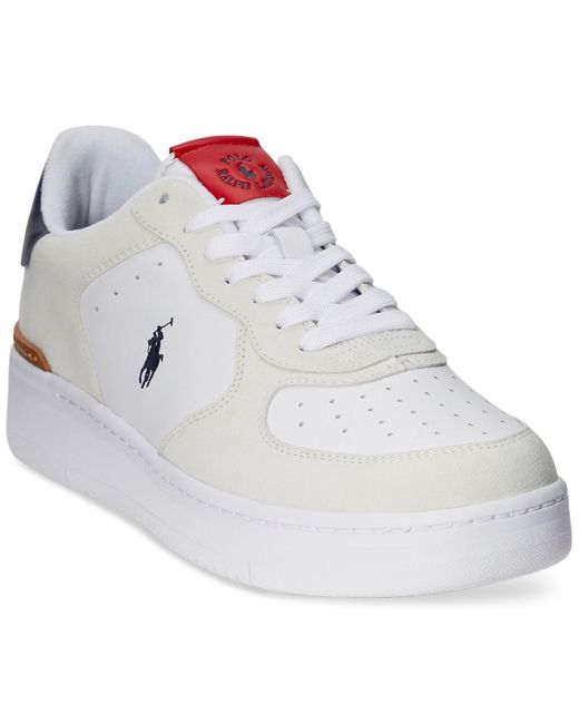 Polo Ralph Lauren White Masters Court Suede-leather Sneaker for men