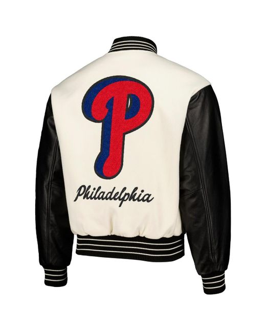Pleasures Black Philadelphia Phillies Full-snap Varsity Jacket for men