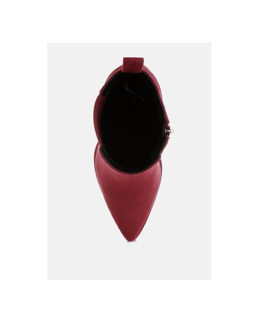 LONDON RAG Red Dalton Studs Embellished High Ankle Boots
