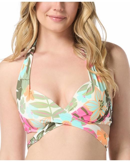 Coco Reef Green Bra-sized Wrap Halter Bikini Top