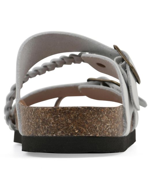 White Mountain Brown Hammy Round Toe Flat Sandals