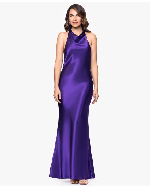 slim fit dress slacks Betsy & Adam Embellished-Bodice Chiffon Gown - Navy/Rose main image 1