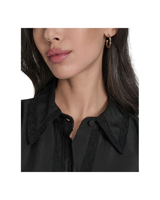 Eliza J Women's Black Petite Pleated Long Sleeve Shirt Dress -  www.disolcolor.com