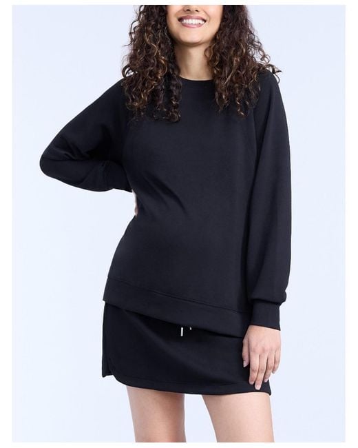 Motherhood Maternity Blue Maternity Long Sleeve With Side Slits Scuba Raglan Top