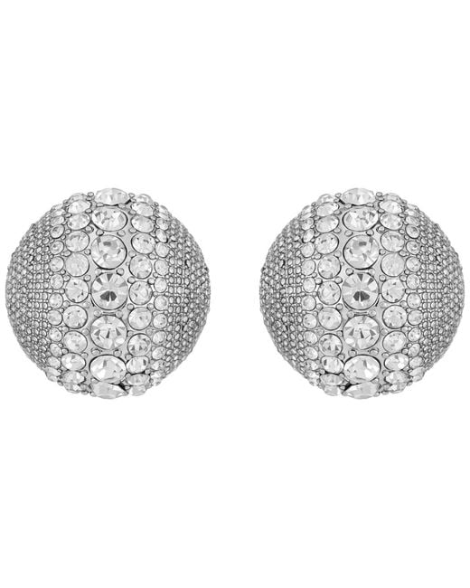 Guess Gray Rhinestones Half-hoop Clip Pierce Earrings