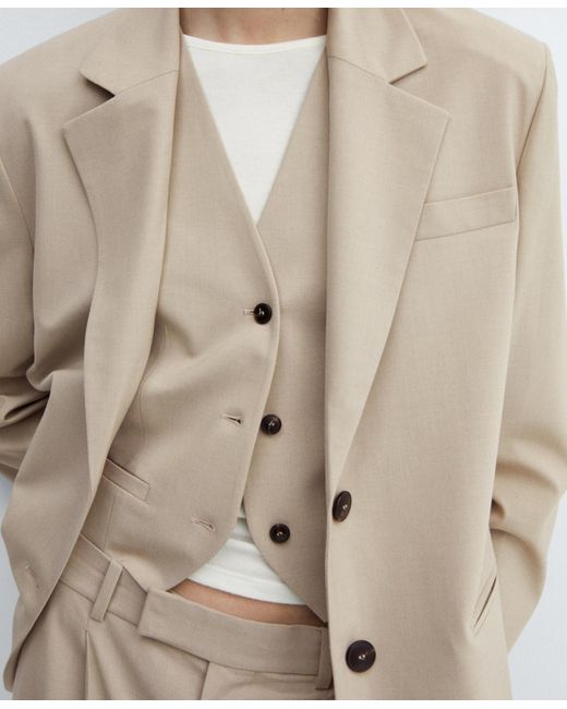 Mango Natural Buttons Detail Suit Vest