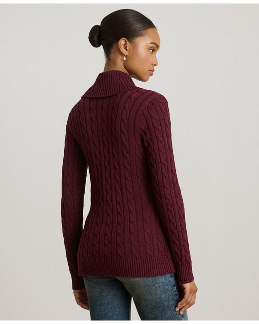 Ralph Lauren Women's Red Petite Buckled Cotton Sweater