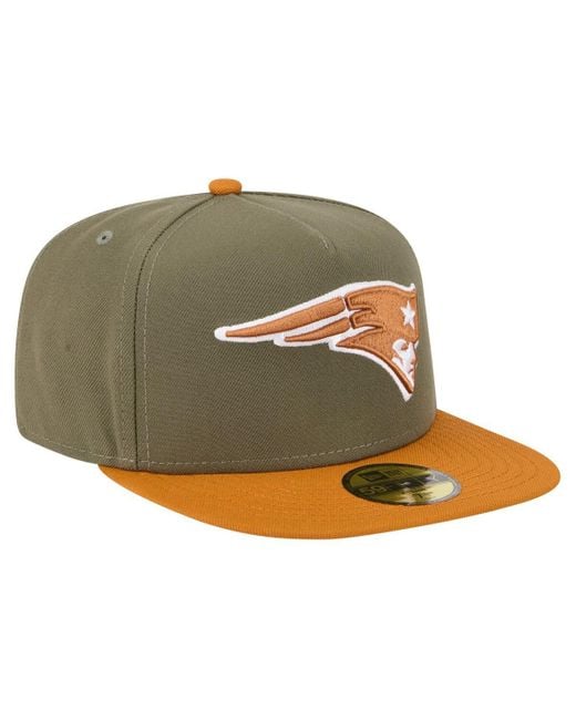 KTZ Green Â Olive/brown New England Patriots Color Pack A-frame 59fifty Fitted Hat for men