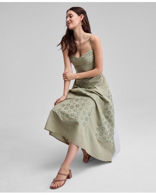 And Now This Eyelet Godet Maxi Dress in Green | Lyst
