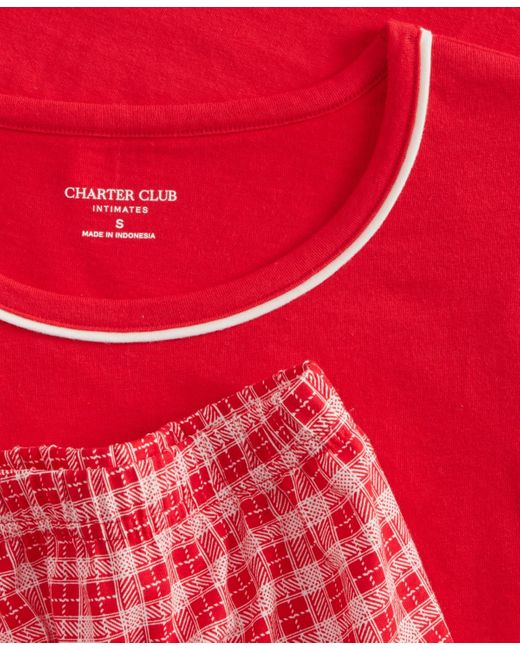 Charter Club Red Long-sleeve Jersey Pajama Set
