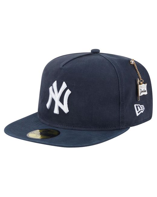 KTZ Blue New York Yankees Championship Side Flag A-frame 59fifty Fitted Hat for men