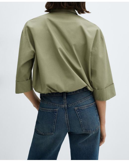Mango Green Adjustable Hem Cotton Shirt