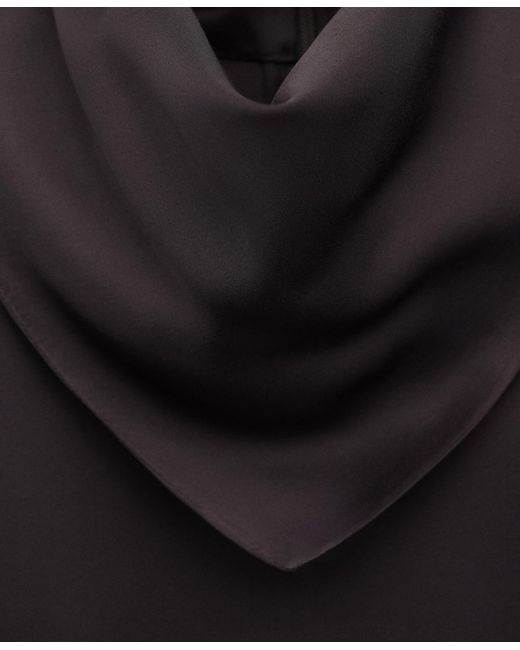 Mango Blue Satin Turtleneck Blouse