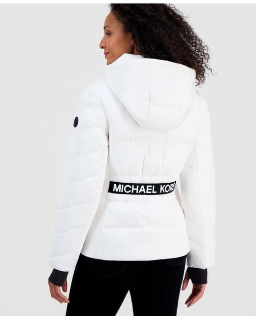 Michael Kors White Michael Packable Hooded Puffer Coat