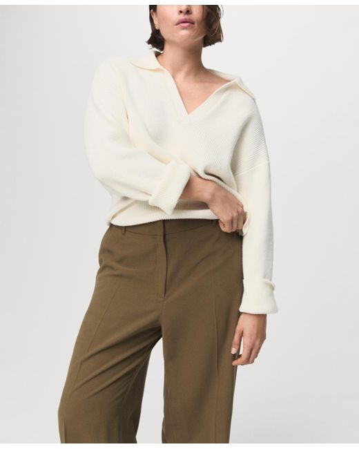 Mango Green Straight Mid-rise Pants