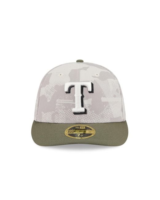KTZ Multicolor Light Beige/olive Texas Rangers 2025 Armed Forces Day Low Profile 59fifty Fitted Hat for men