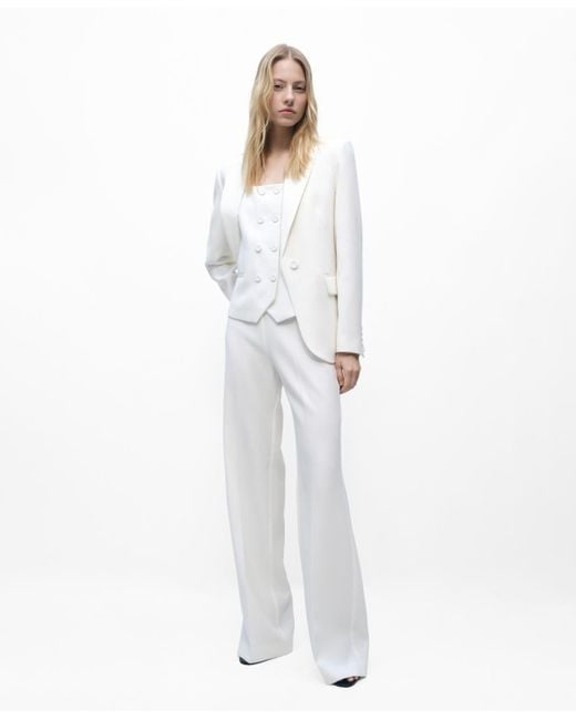 Mango White Double-breasted Suit Vest Jacket