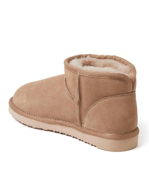 Dearfoams Natural Fireside By Riverland Genuine Shearling Micro Bootie