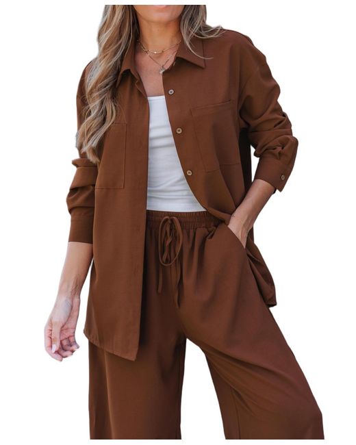 CUPSHE Brown Casual Chic Two-piece Lounge Set