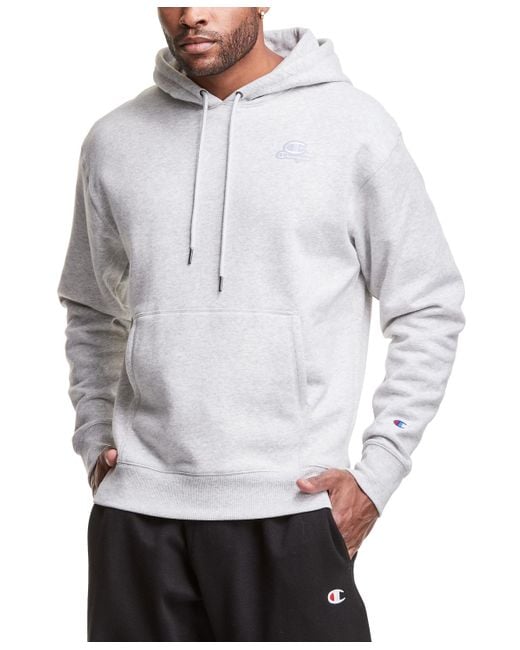 Champion Gray Classic Standard-fit Logo Embroidered Fleece Hoodie for men