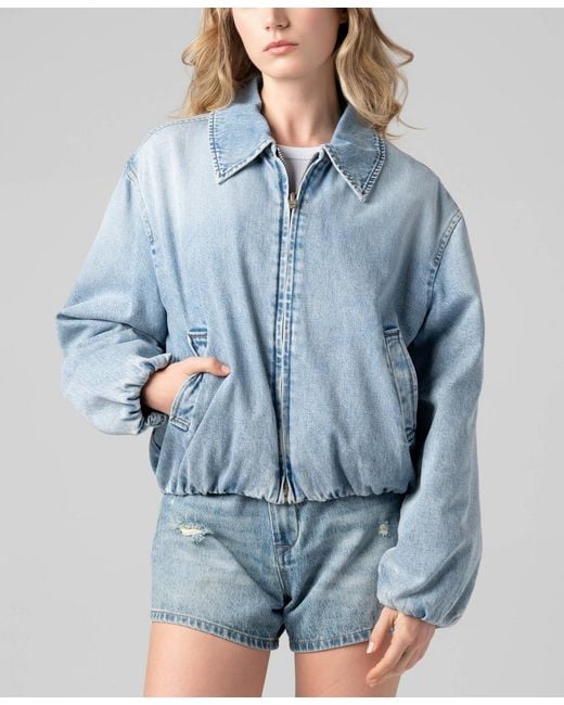 Blank NYC Blue Bottomless Brunch Zip Front Jacket