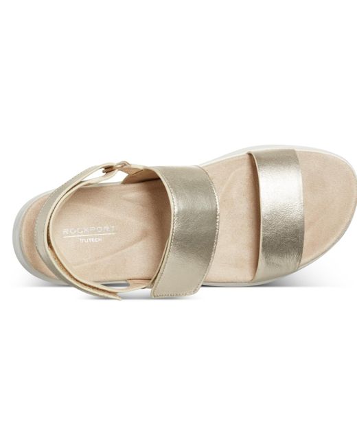 Rockport Metallic Qwera Open Toe Strappy Casual Wedge Sandals