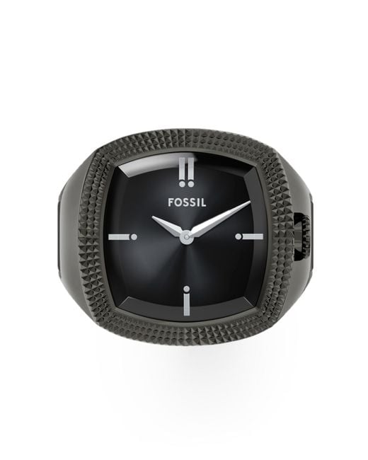 Fossil Black Nick Jonas X Machine Luxe Vignette Gunmetal Stainless Steel Ring Watch
