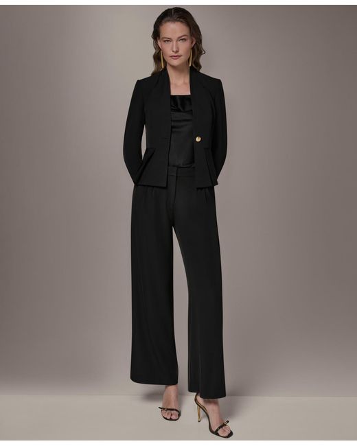 Donna Karan Black Petite Collarless Cropped Jacket
