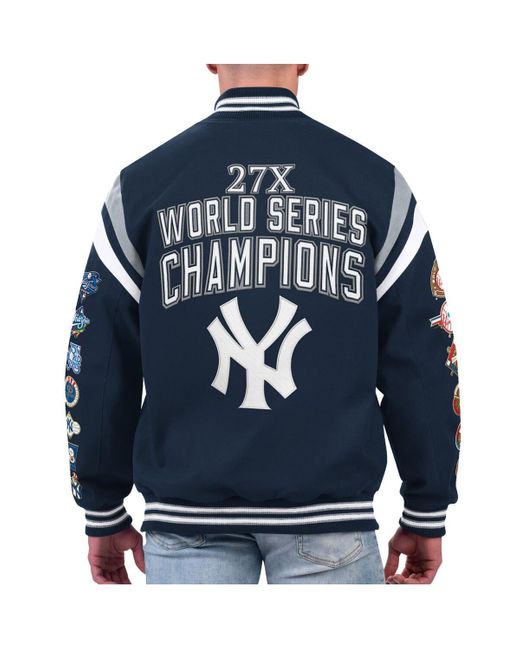 G-III 4Her by Carl Banks Blue New York Yankees Quick Full-snap Varsity Jacket for men