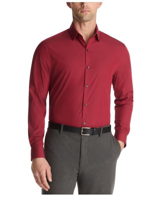 Calvin Klein Men's Red Extra Slim Fit Dress Shirt