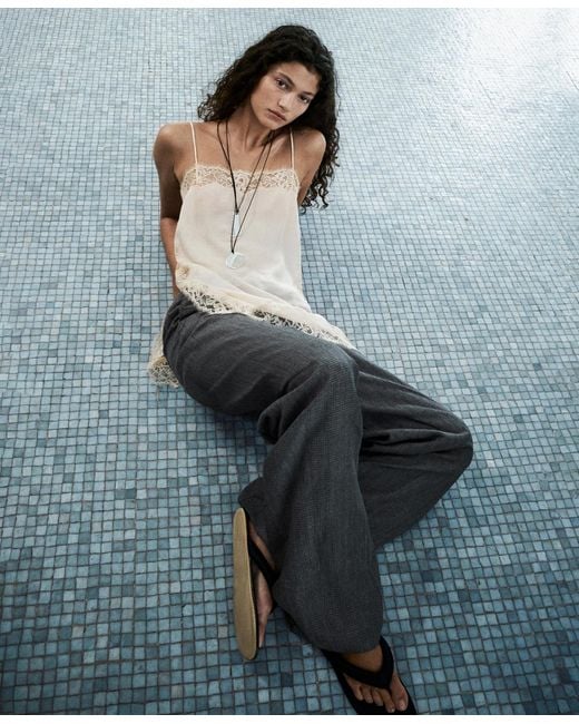 Mango Natural Selection Lace Lyocell Top