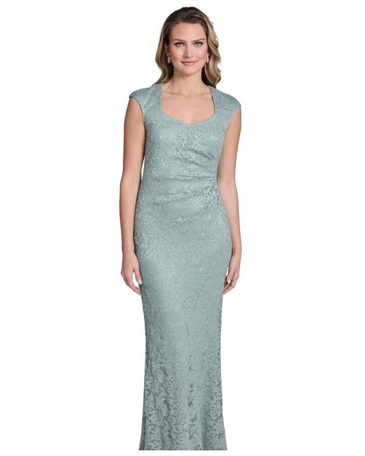 Jessica Howard Extended Cap-sleeve Sweetheart Neck Side Tuck Gown in ...